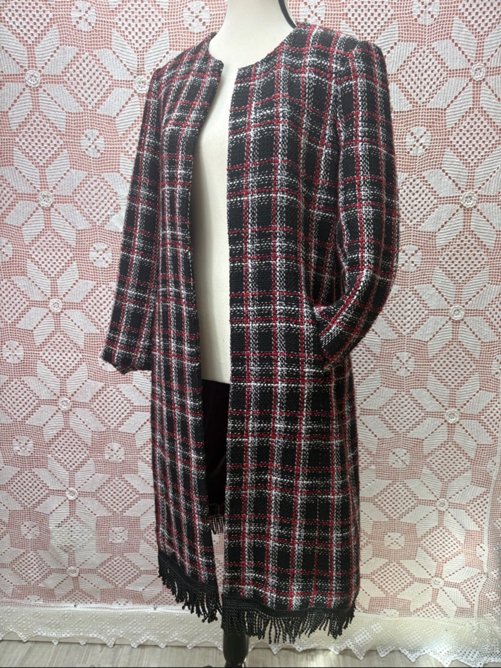 Upcycled Plaid Fringe Jacket – One of a Kind Sz 8